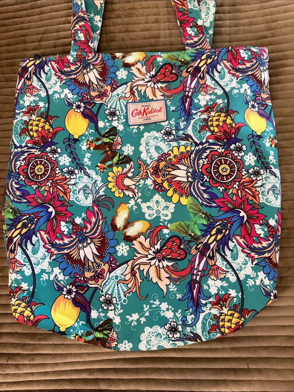 Cath Kidston Teal Multi Zipper Close Shopper Shoulder Tote Bag - Picture 2 of 8